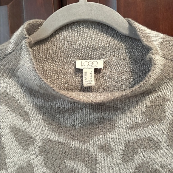 TWO PACK Animal Print Mock Neck Sweaters in GRAY and BLACK/TAN - Picture 9 of 16